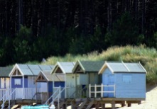 blue beach huts